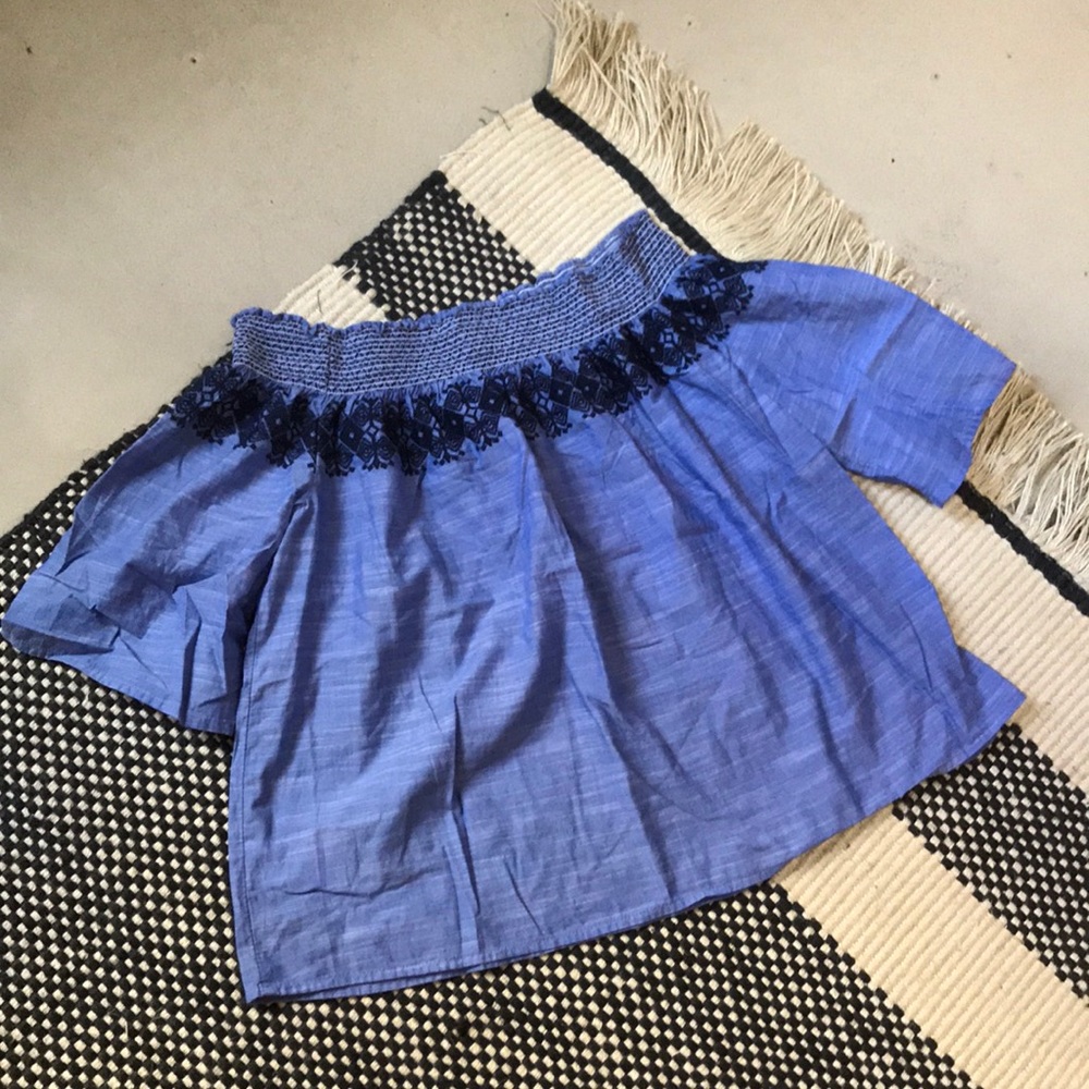 GAP Chambray Off the Shoulder Top